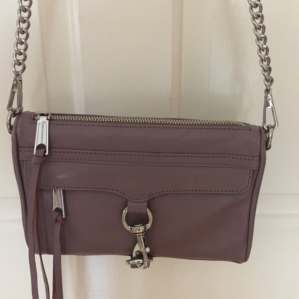 Rebecca Mincoff Mini MAC - Mauve Leather - Silver Tone Hardware - Excellent